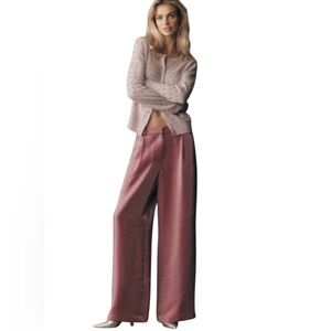 NWT Anthologie Maeve Shimmered Wide Leg Trousers in Orchid Size 6
